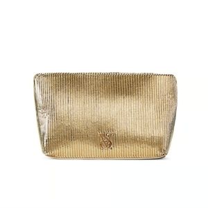 Victoria's Secret golden metallic beauty cosmetic pouch limited edition.